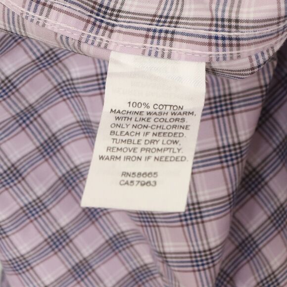 NORDSTROM Men's Shop Non-Iron Trim Fit Dress Shirt 15.5 Purple Plaid EUC B58 - Picture 4 of 4
